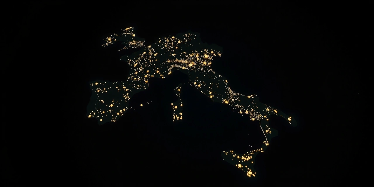 Mappa notturna dell'Italia